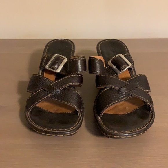 Born Leather Wedge Sandals - Women’s Size 9 / 40.5 - Picture 3 of 8